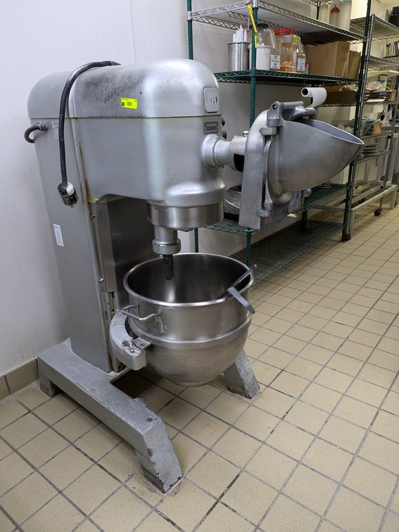 Hobart 60 Qt Mixer, Model P660, 208-240V, 3 PH with Grinder Attachment, SS Bowl and Hook