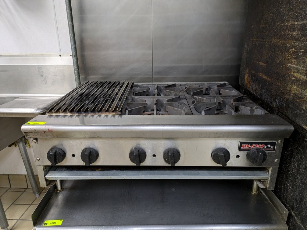 Tri-Star 6 Burner Cooktop Stove, Nat. Gas, 36"x32"x16"