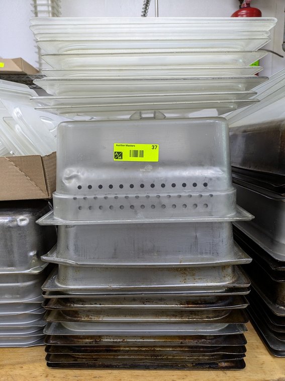 10 SS Full Pans, Plastic Pan, 9 Plastic Lids