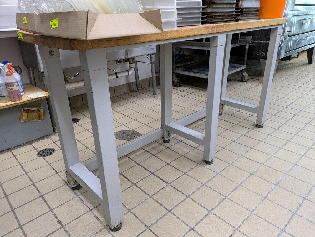 Butcher Block Top Table, 72"x24"x37"