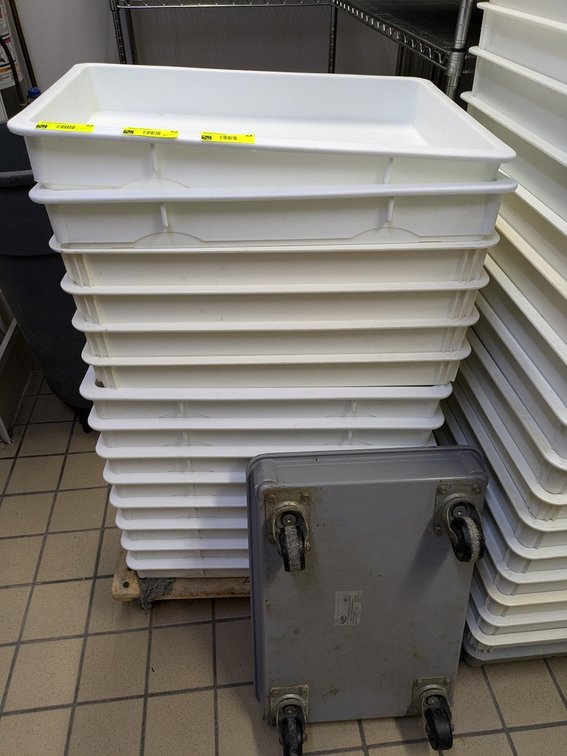 15 Poly Dough Trays 25"x18" with Cart