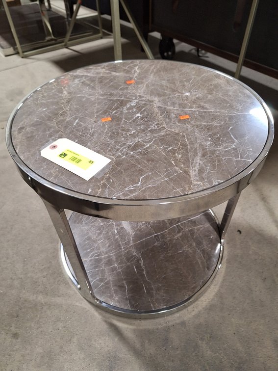 Marble/Metal Side Table, 21.5"x21.5"x20"