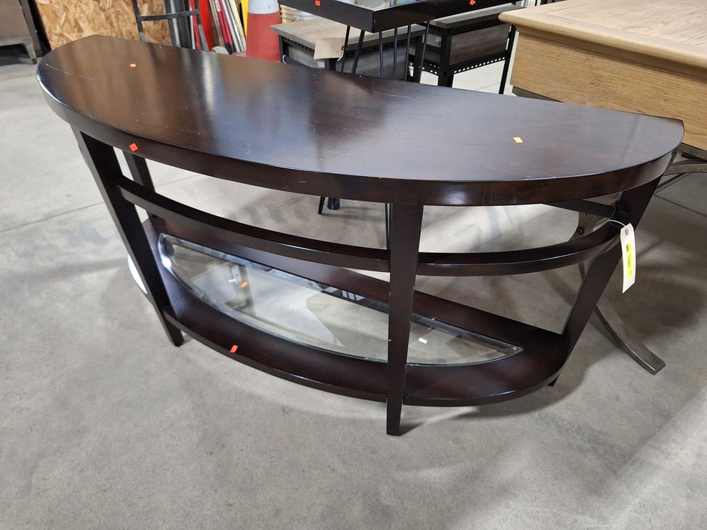Wood/Glass Console Table, 55"x18"x28"