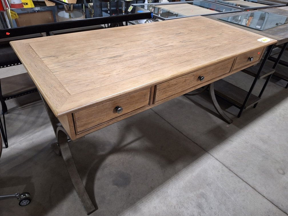 Wood/Metal 3 Drawer Desk, 59.5"x28"x30.5"