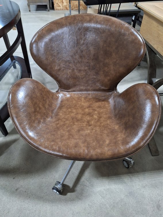 Leather Like Swivel Chair on Wheels