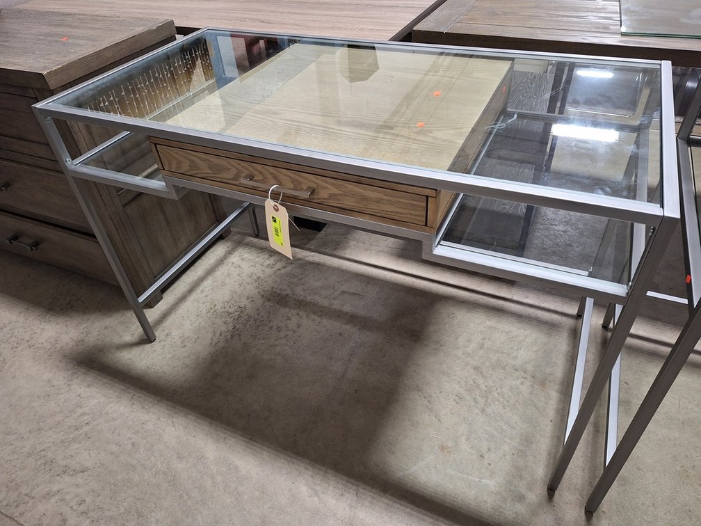 Metal/Glass 1 Drawer Desk, 48"x24"x30.5"