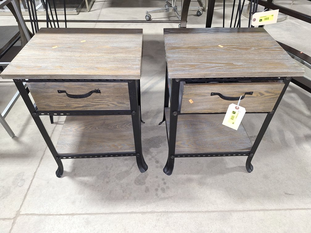 2 Wood/Metal 1 Drawer End Tables, 18"x15"x24"