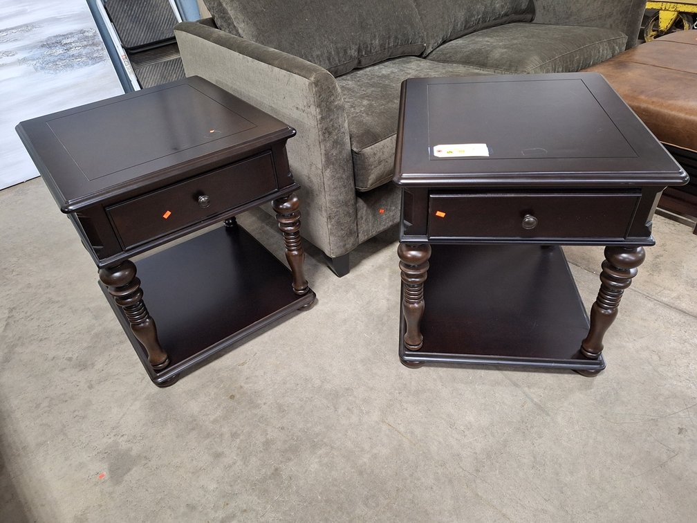 2 Universal Wood 1 Drawer Side Tables, 25"x24"x26"