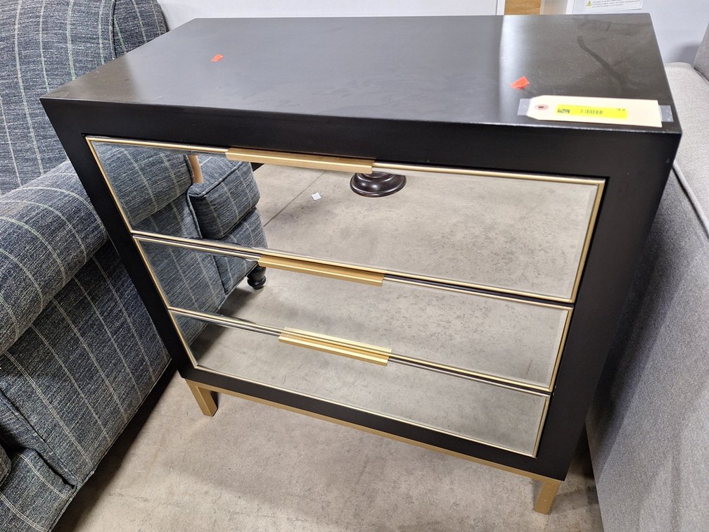 Wood 2 Drawer Mirror Night Stand, 31"x16"x32"