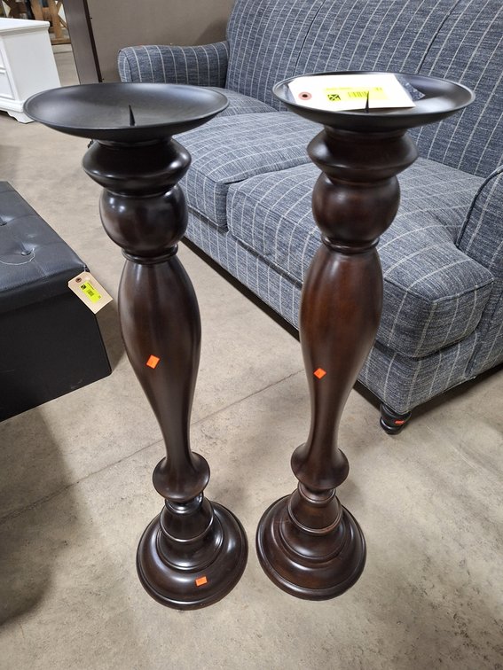 2 Metal Candle Holders, 33"