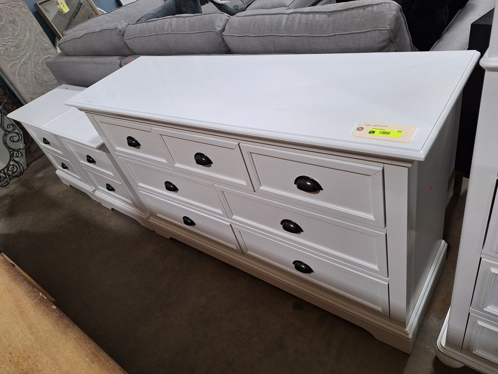 Wood 7 Drawer Dresser 58"x18"x35" with 2 Drawer Night Stands 25"x18"x26"