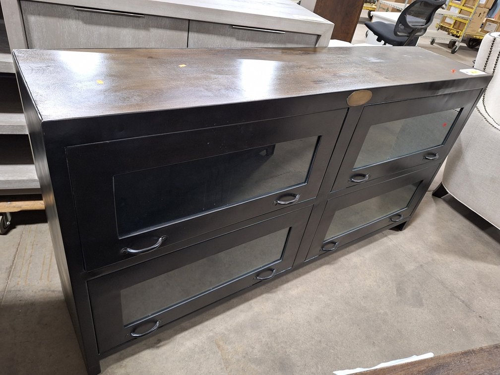 Rockwell Media Wood 4 Door Cabinet, 64"x15"x34"
