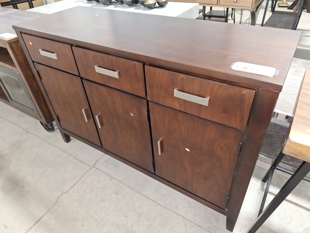 Wood 3 Drawer/3 Door Bar Cabinet, 54"x19.5"x36"