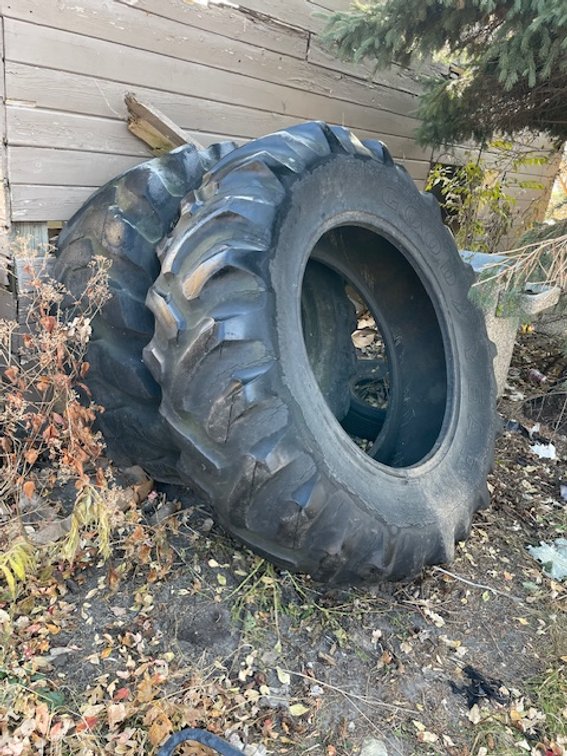 Two giant tractor tires