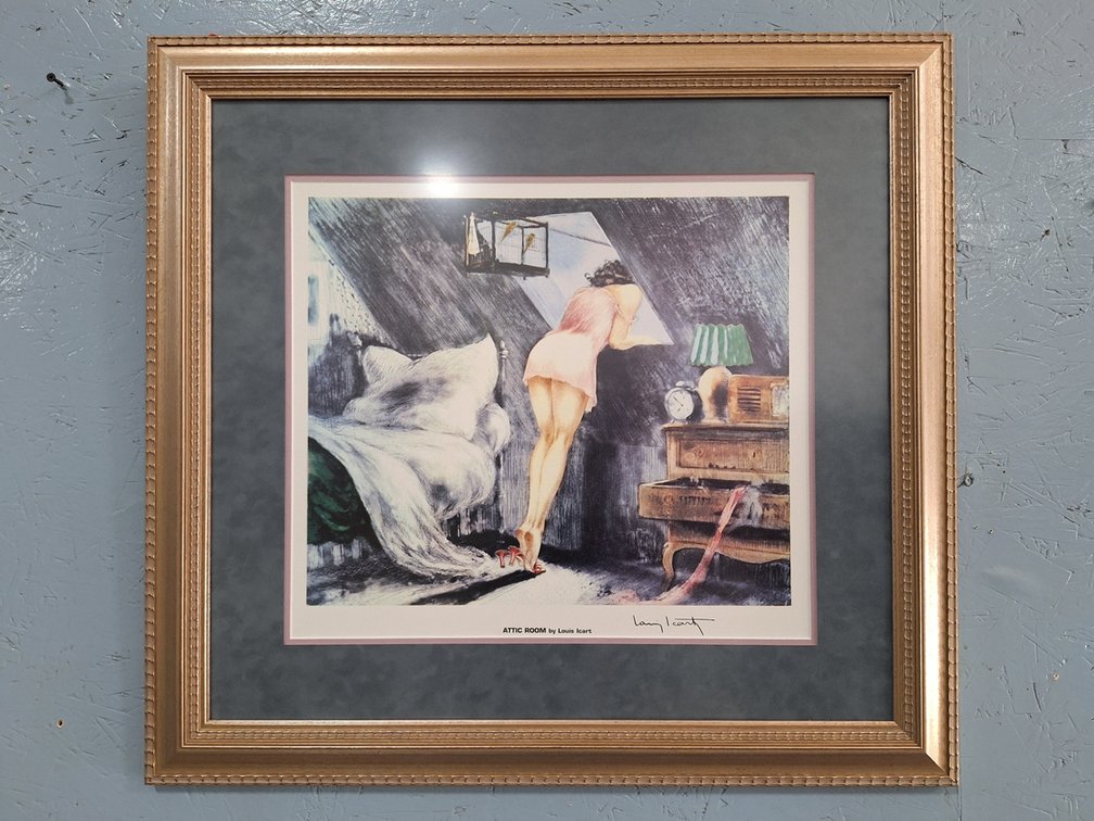 Louis Icart "Attic Room" Framed Picture, 27"x25"