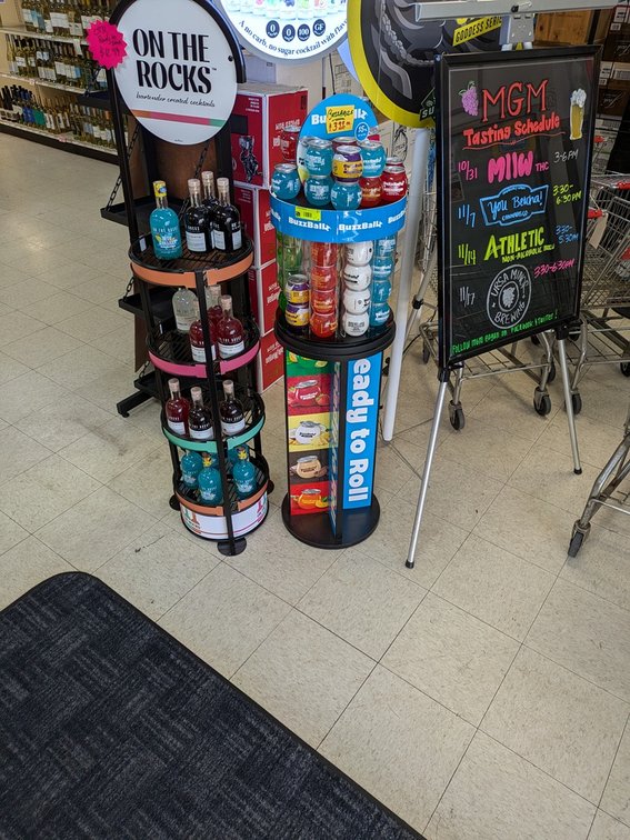 2 Retail Shelves, Tripod Sign, Summit Saga Sign