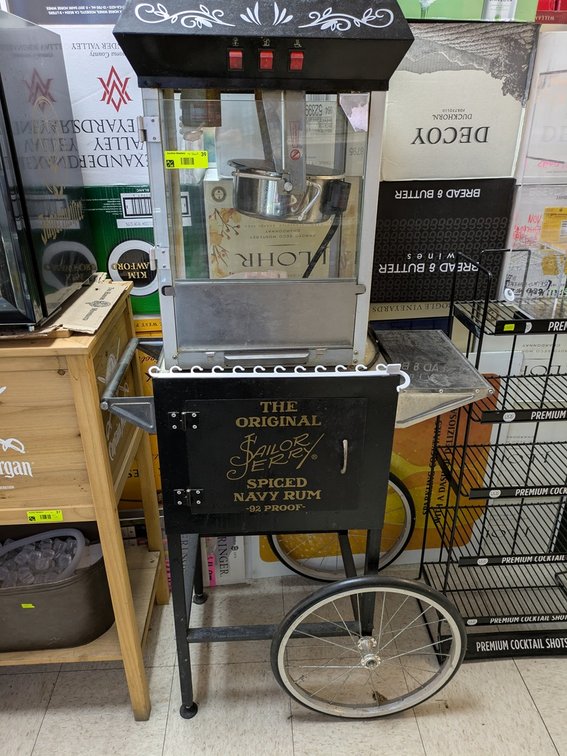 Sailor Jerry Popcorn Making Cart, 30"x16"x60"