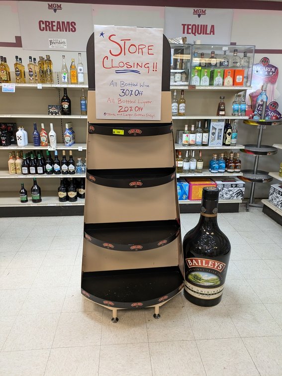 Baileys Display Shelf and Bottle, 29"x13"x75"
