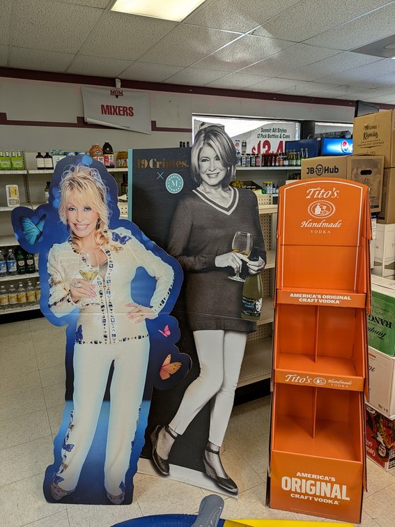 3 Cardboard Retail Signs (Dolly, Martha, Titos)