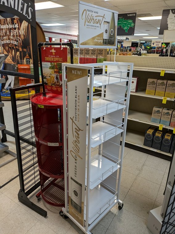Captain Morgan Metal Display Shelf on Wheels 20"x65", Vibrant Shelf on Wheels, Metal Display Rack