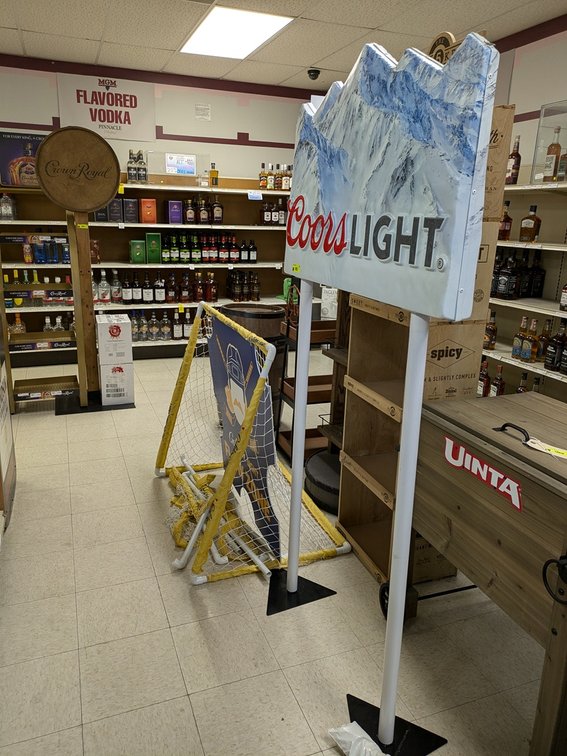 Coors Light Display Sign 36"x72", Mich Golden Hockey Goal