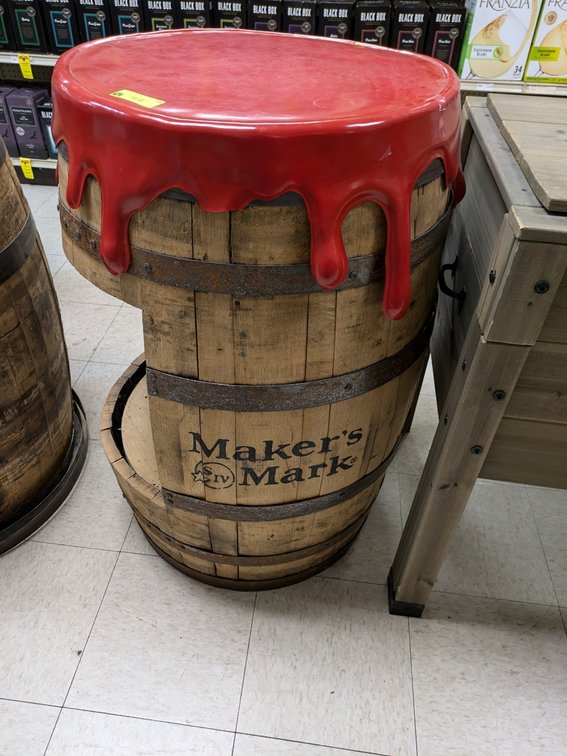 Makers Mark Whiskey Barrel Display