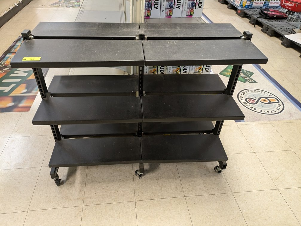 Metal 2 Sided Shelf on Wheels, 42"x18"x33"