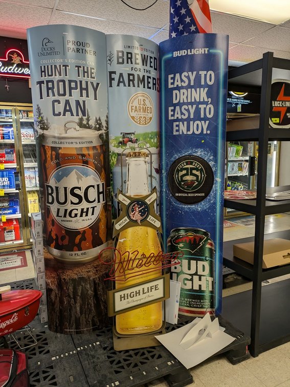 Miller, Busch and Bud Light Displays