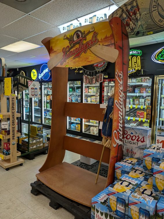 Leinenkugel's Store Display and Stringer Sign 44"x28"x86", Wood Chuck Scarecrow
