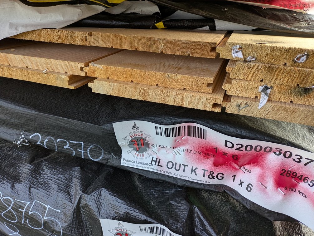 Hemlock 1"x8" Nickel Gap Tongue and Groove KD Outs, 326 Linear Feet, 194 Sq. Ft., 11' to 20' Lengths