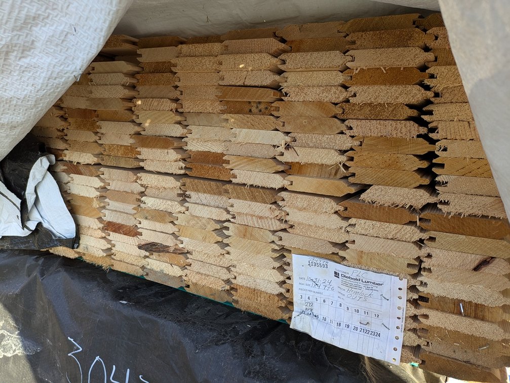 Hemlock 1"x4" Tongue and Groove 732R KD Outs, 1088 Linear Feet, 285 Sq. Ft., 4' Lengths