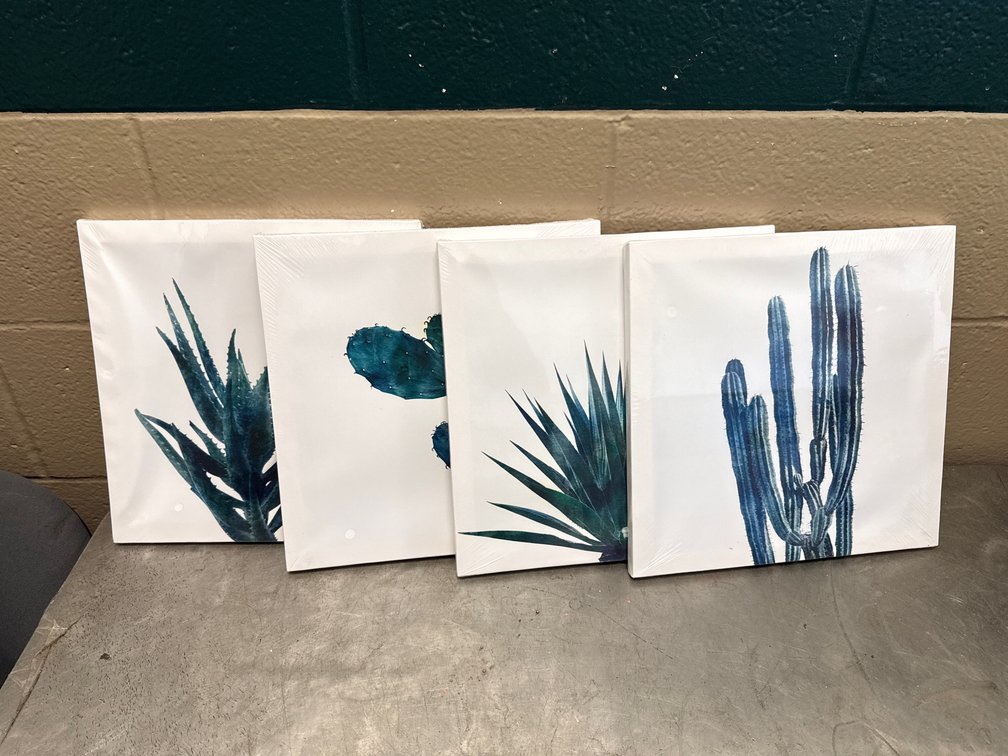 Cactus Canvas Prints - Blue on White