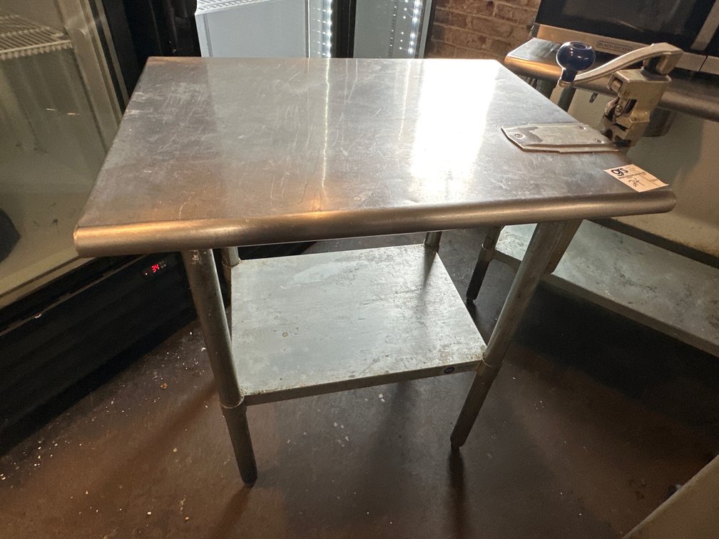 Stainless Steel Work Table With Lower Galvanized Shelf With Can Opener