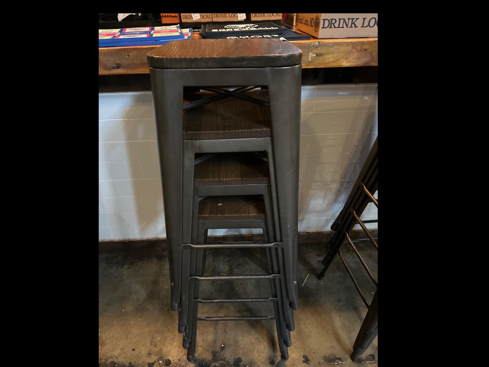 Steel Bar Stools with Wood Top