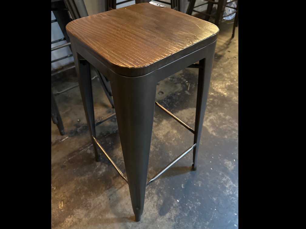 Steel Bar Stools with Wood Top