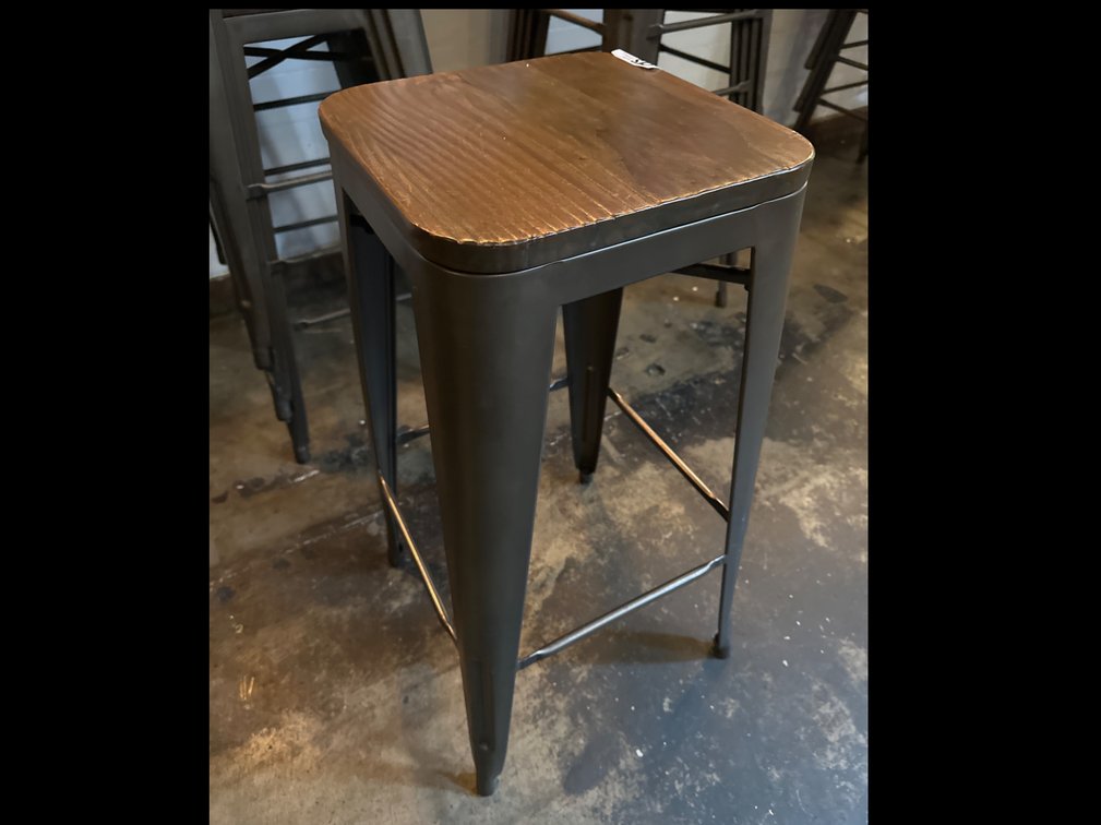 Steel Bar Stools with Wood Top