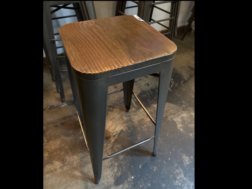 Steel Bar Stools with Wood Top