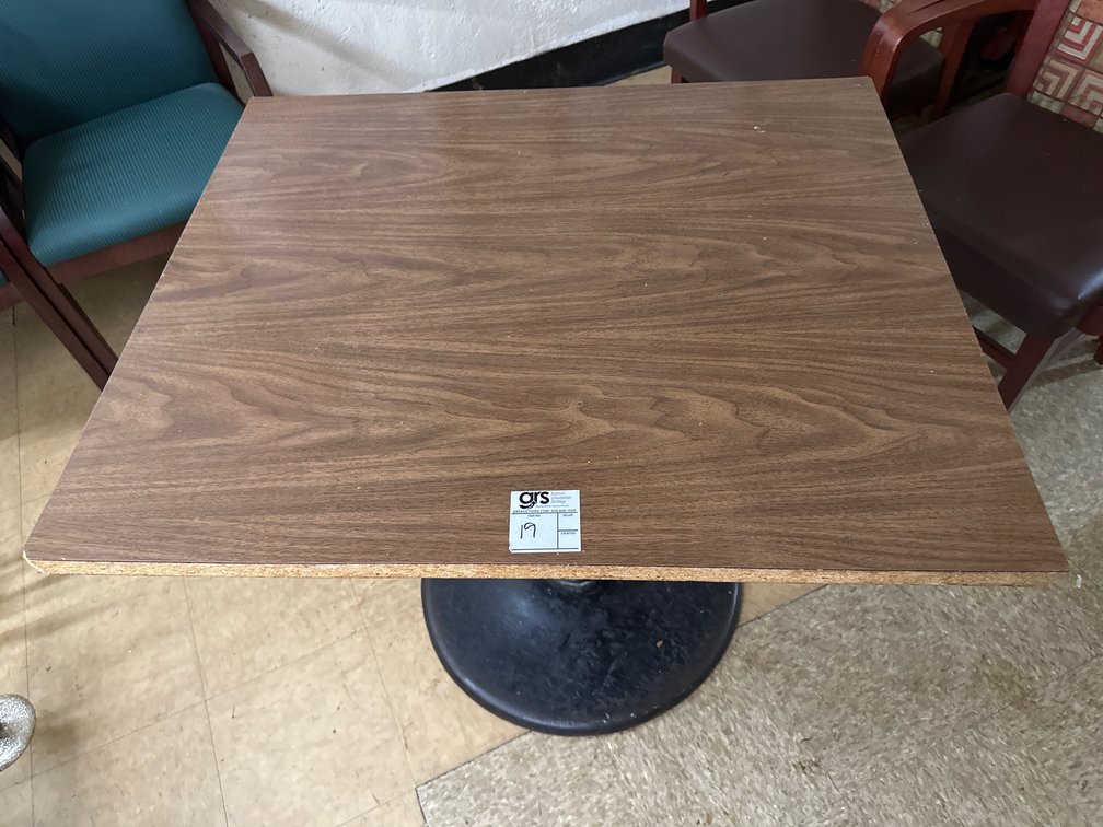 Laminate Table w/ Steel Disc Base