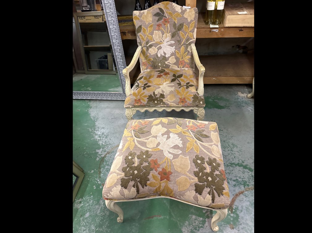 Louis XV Style Armchair w/ Ottoman