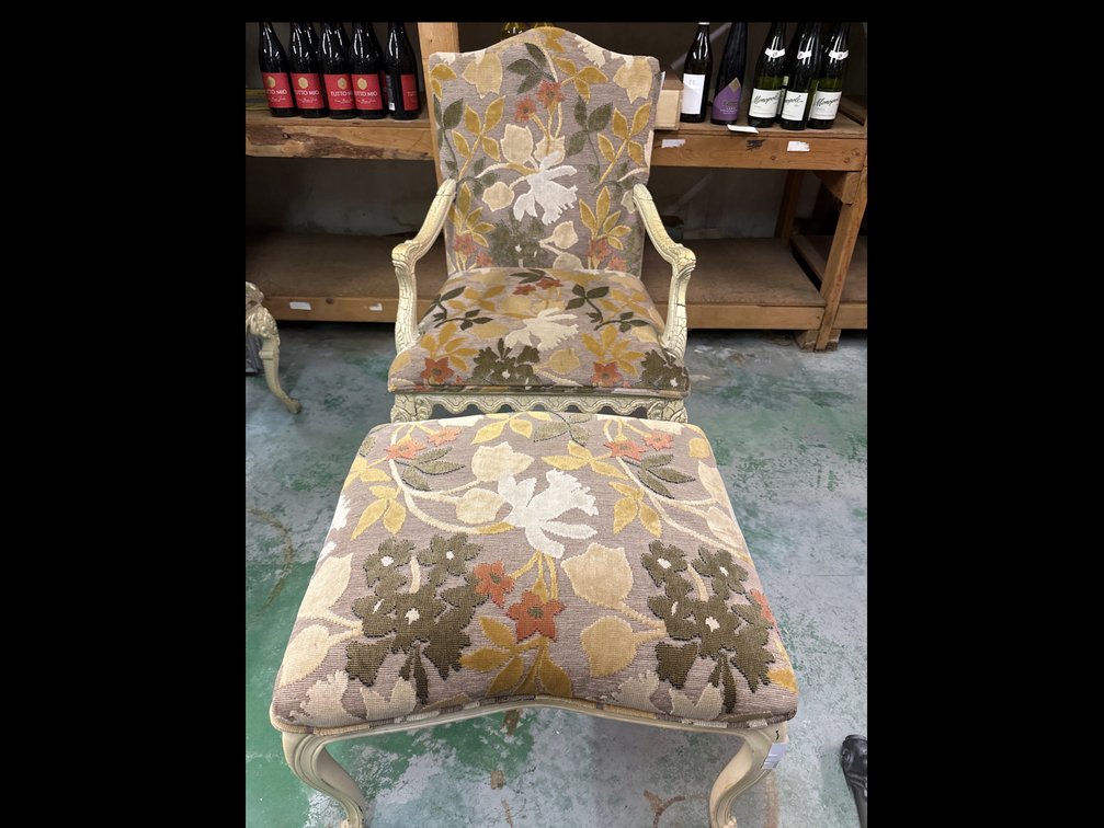 Louis XV Style Armchair w/ Ottoman