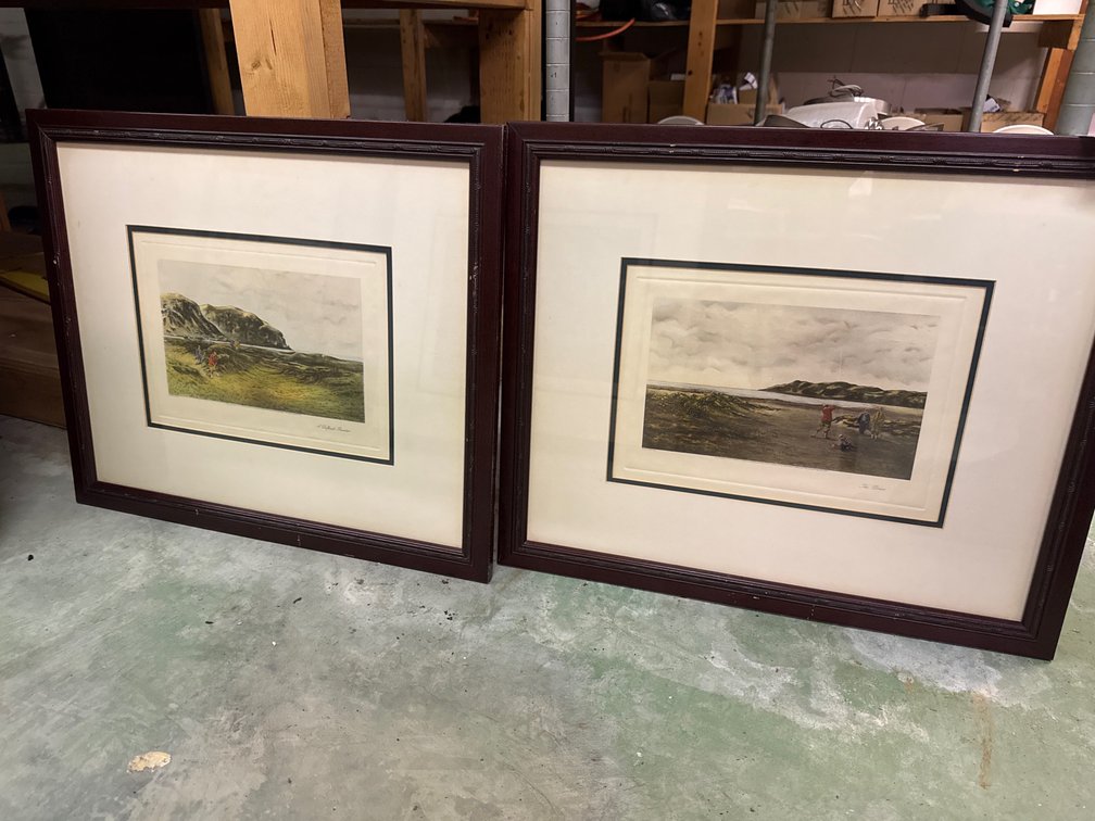 (2) Framed Golf Scene Etchings