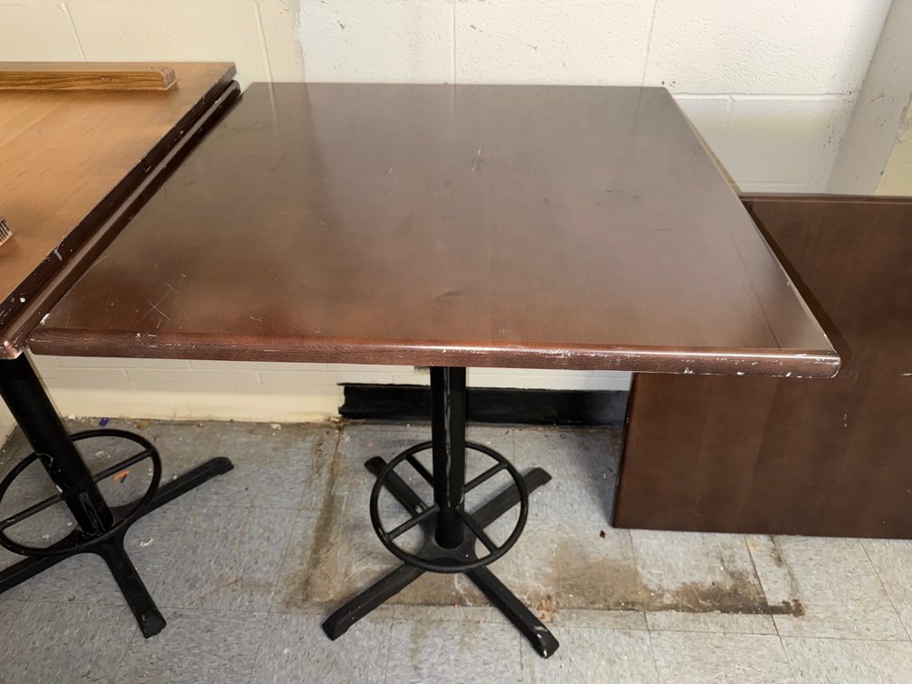 Wood Top Bar Height Table w/ Additional Wood Top