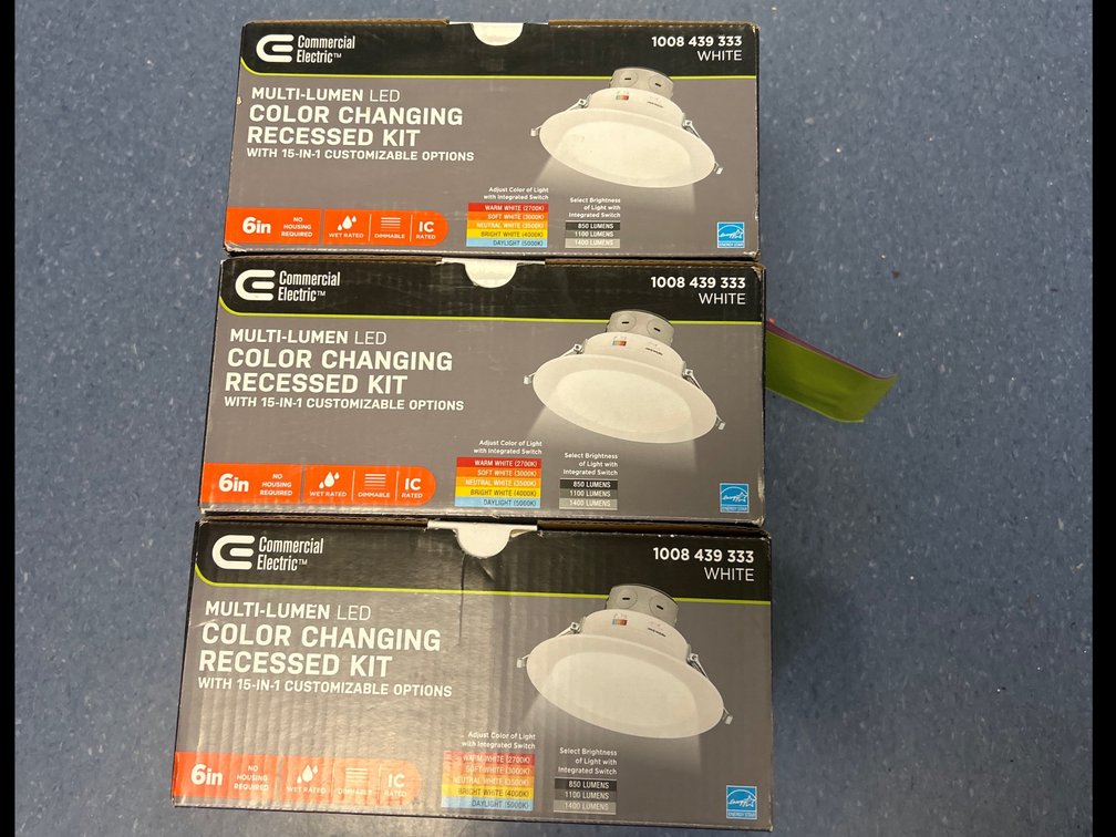 3 Commercial Electric Color Changing Recessed Lights