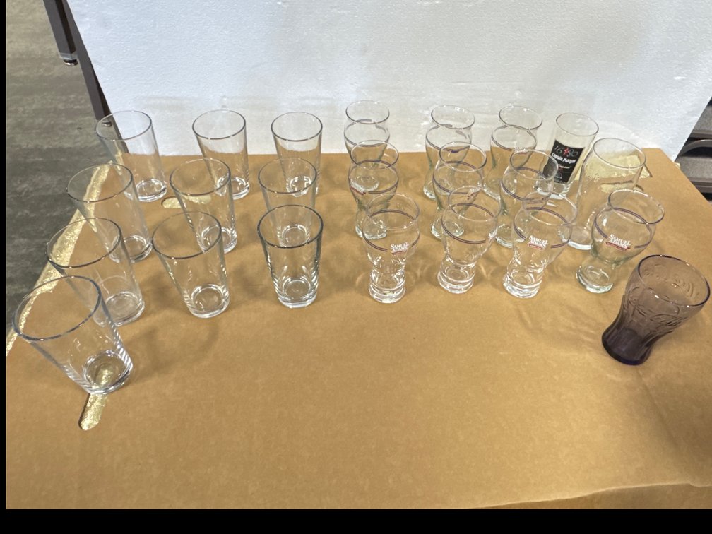 (10)Sam Adams Prefect Print Beer Glass and(10) Clear water Glass