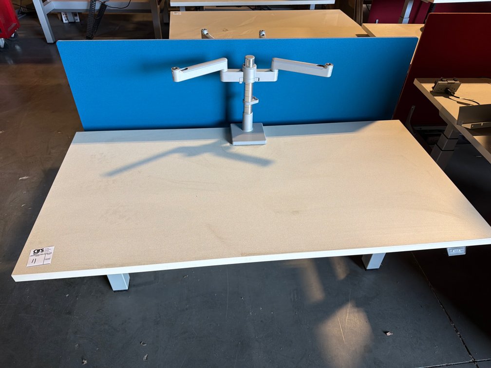 Height Adjustable Work Stations, Dual Sided with Privacy Screen