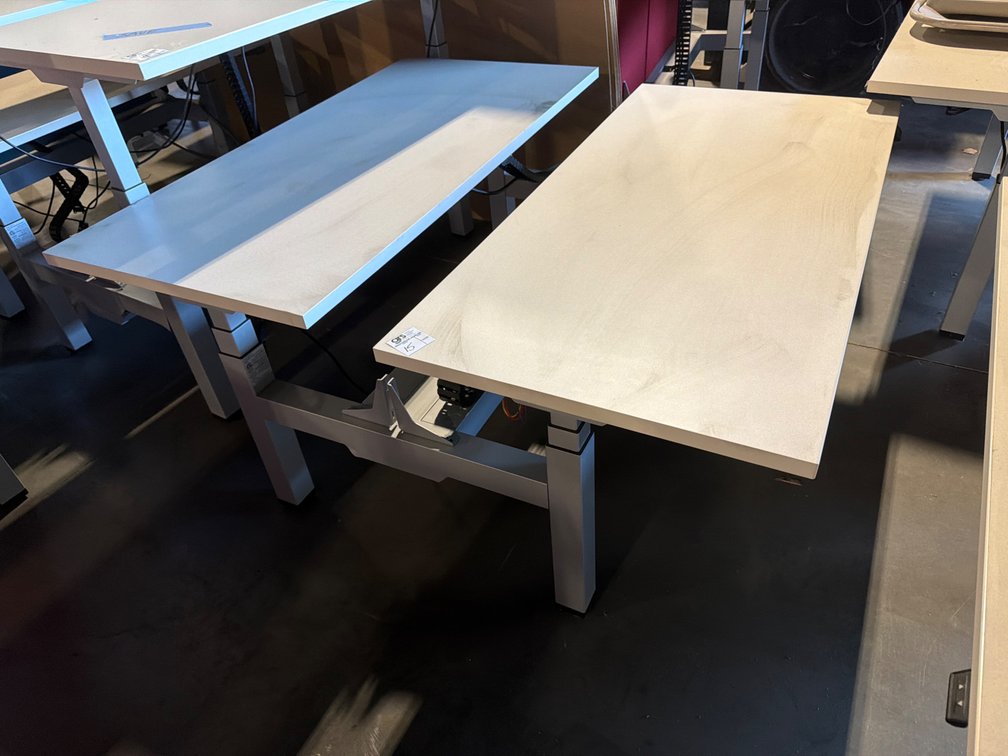 Height Adjustable Work Stations, Dual Sided with Privacy Screen