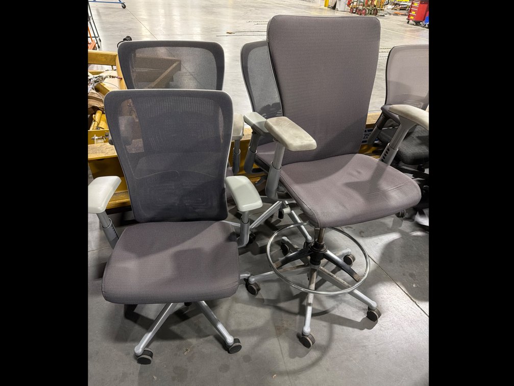 (3) Zody Mesh Back Task Chairs (1) Zody Stool