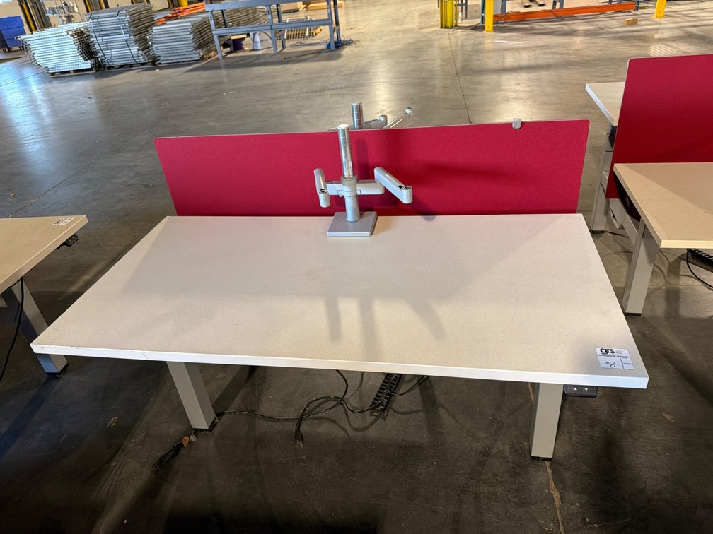 Height Adjustable Work Stations, Dual Sided with Privacy Screen