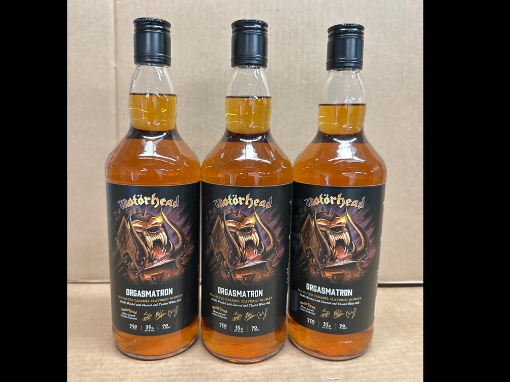 (3) Motorhead Orgasmatron Carmel Flavored Whiskey