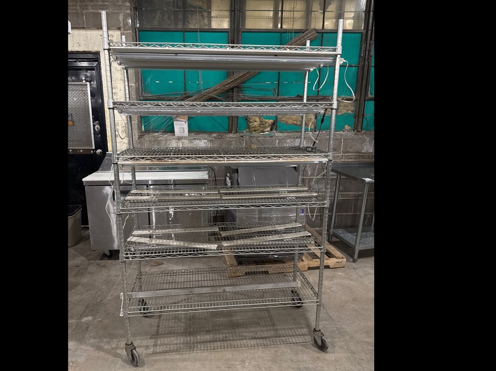 6-Tier Wire Rack With Grow Lights On Castors